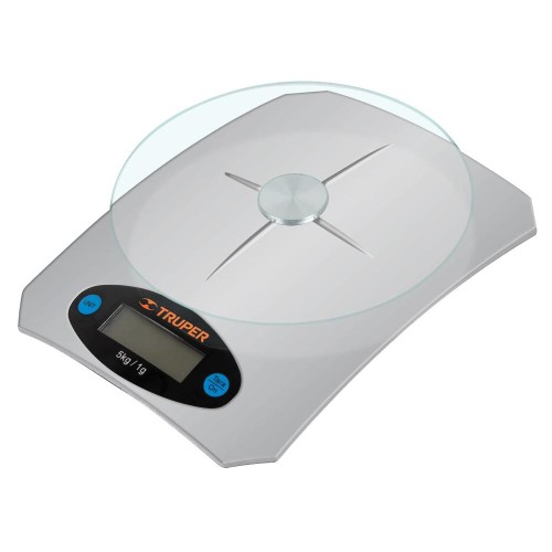 15160 BASE-5EC BASCULA CAPACIDAD 5 KG DIGITAL PARA COCINA C/PLATO DE VIDRIO TRUPER