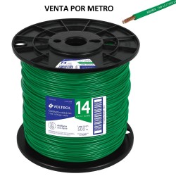 40120 CAB-14V-500 METRO DE CABLE THHW-LS 14 AWG VERDE EN CARRETE DE 500 M VOLTECK