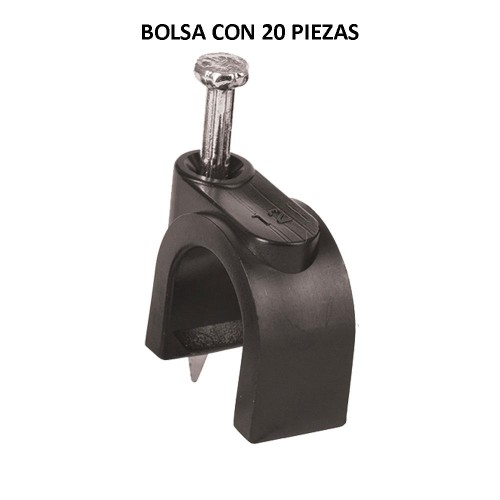 48283 GCU-12N BOLSA CON 20 GRAPAS NEGRAS DE 12 MM PARA CABLE REDONDO VOLTECK