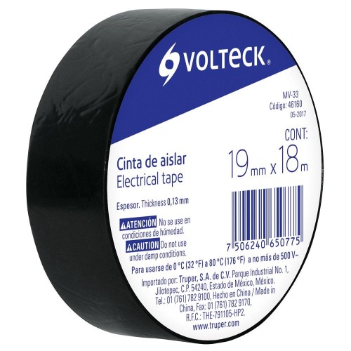 46160 MV-33 CINTA DE AISLAR DE 18 M X 19 MM NEGRA VOLTECK