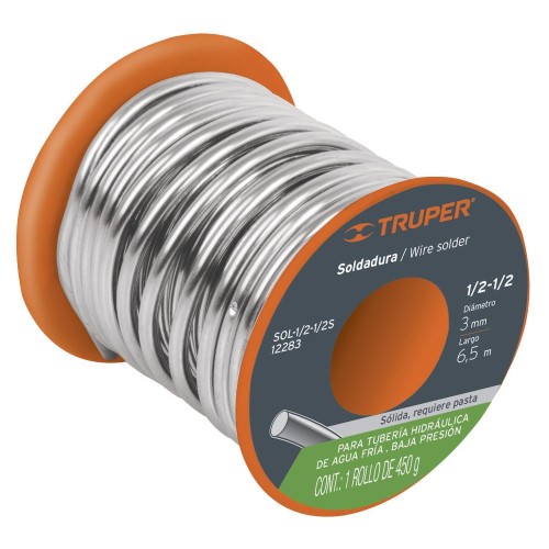 12283 SOL-1/2-1/2S SOLDADURA SOLIDA 1/2-1/2 PARA TUBERIA DE BAJA PRESION 450 G TRUPER