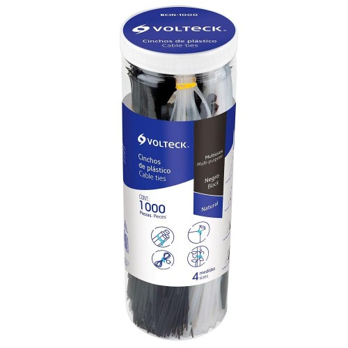 44016 BCIN-1000 BOTE CON 1000 CINCHOS PLASTICOS NEGROS Y NATURALES VOLTECK