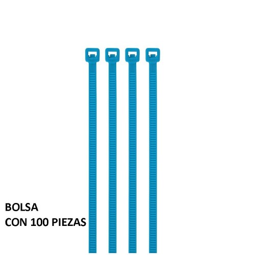 41011 CIN-1810Z BOLSA CON 100 CINCHOS PLASTICOS 18 LB 100 X 2.5 MM AZULES VOLTECK