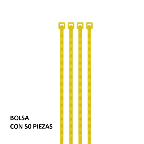 41018 CIN-4015A BOLSA CON 50 CINCHOS PLASTICOS 40 LB 150X3.5 MM AMARILLOS VOLTECK