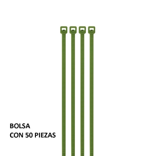 41016 CIN-4015V BOLSA CON 50 CINCHOS PLASTICOS 40 LB 150 X 3.5 MM VERDES VOLTECK