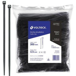 47472 CIN-5030N-M BOLSA CON 1000 CINCHOS PLASTICOS 50 LB 300X4.5 MM NEGROS VOLTECK