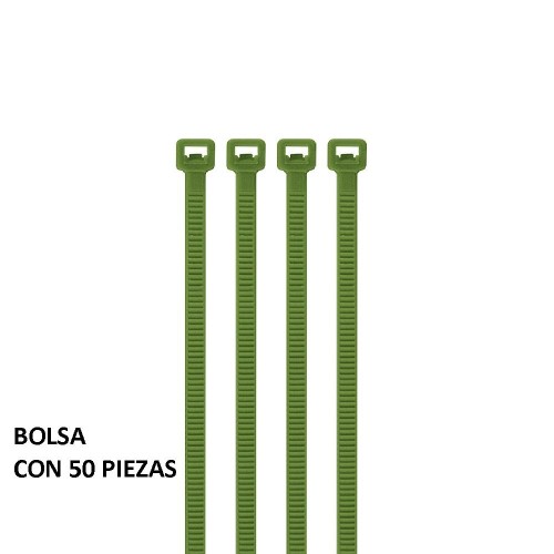 41020 CIN-5030V BOLSA CON 50 CINCHOS PLASTICOS 50 LB 300 X 4.5 MM VERDES VOLTECK