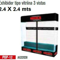 POP-12 EXHIBIDOR TIPO VITRIINA 3 VISTAS (2.44X2.44 MTS) MIKELS