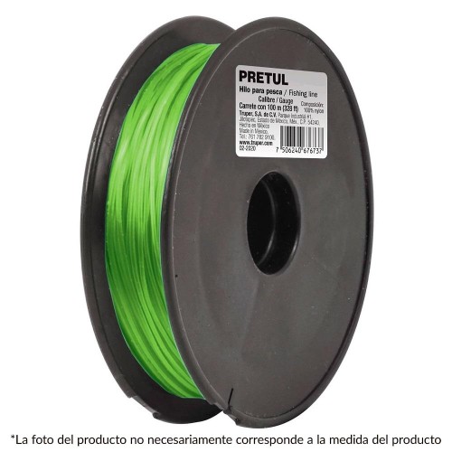 22065 HIPE-100V CARRETE CON 100 M DE HILO PARA PESCA VERDE CALIBRE 1.00 MM PRETUL