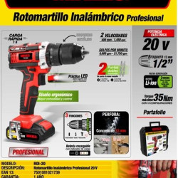 ROI-20 ROTOMARTILLO INALAMBRICO PROFESIONAL 20 V MIKELS