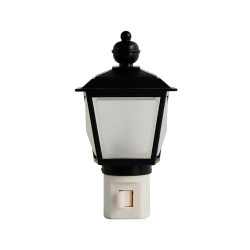 LUN09 LAMPARA DECORATIVA DE NOCHE, FAROL NEGRO 127 V FOY