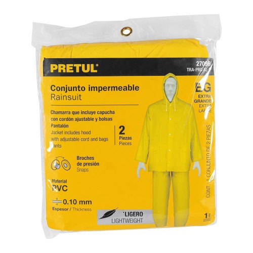 27096 TRA-PRO-XL-P CONJUNTO IMPERMEABLE LIGERO DE PVC TALLA XG PRETUL