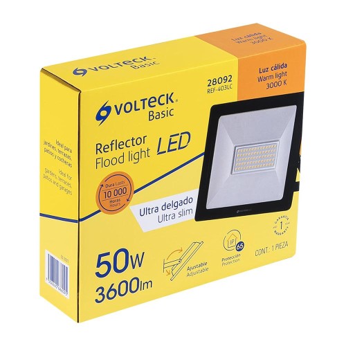 28092 REF-403LC REFLECTOR ULTRA DELGADO LED 50 W LUZ CALIDA VOLTECK BASIC