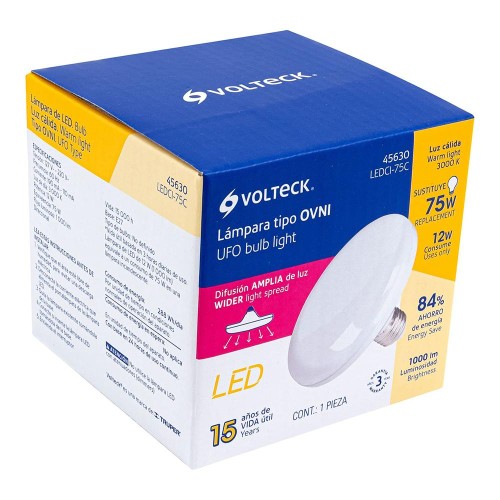 45630 LEDCI-75C LAMPARA DE LED TIPO OVNI 12 W LUZ CALIDA EN CAJA VOLTECK