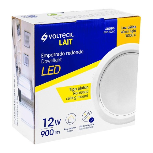 48096 EMP-102LC LUMINARIO LED EMPOTRADO REDONDO DE 12 W LUZ CALIDA VOLTECK