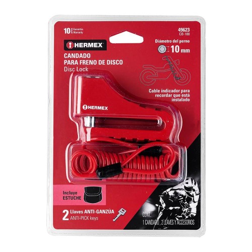 49623 CB-100 CANDADO PARA DISCO DE MOTOCICLETA PERNO DE 10 MM HERMEX