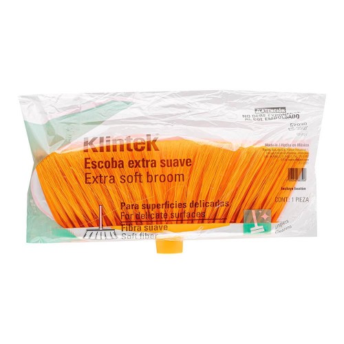 57030 ES-350S ESCOBA CERDAS DE PVC EXTRA SUAVES BASTON DE MADERA KLINTEK