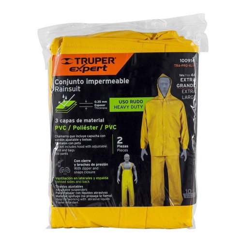 100914 TRA-PRO-XL-X CONJUNTO IMPERMEABLE TRIPLE CAPA TALLA XG TRUPER