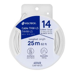 40149 CAB-14B-25 CARRETE CON 25 M DE CABLE THHW-LS 14 AWG BLANCO VOLTECK