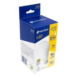 48459 LED-125C LAMPARA LED TIPO BULBO A19 18 W LUZ CALIDA CAJA VOLTECK