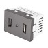 47829 C2USB-LA TOMA 2 PUERTOS USB ACERO INOX DE 1.5 MODULOS LINEA LISBOA VOLTECK