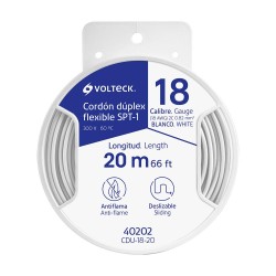 40202 CDU-18-20 CARRETE CON 20 M CORDON DUPLEX FLEXIBLE SPT 18 AWG VOLTECK