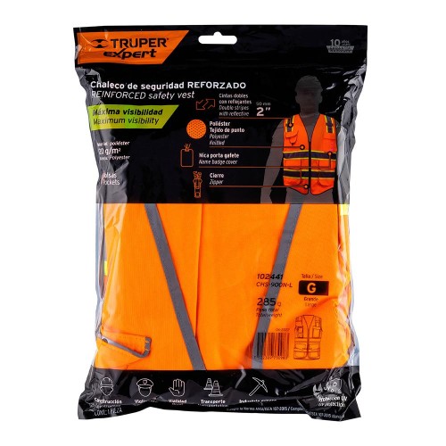 102441 CHS-900N-L CHALECO DE SEGURIDAD DE ALTA VISIBILIDAD NARANJA GRANDE TRUPER