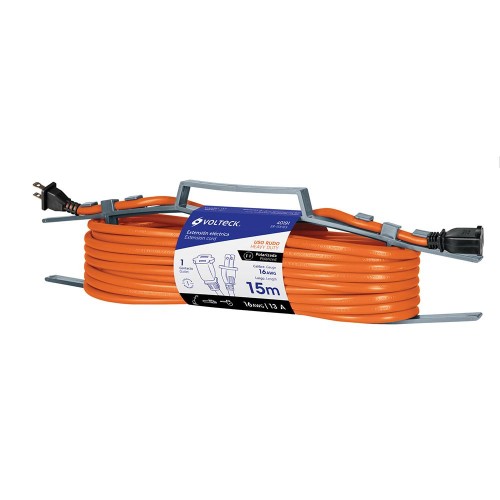 40191 ER-15X16S EXTENSION ELECTRICA USO RUDO 15 M 2X16 AWG PARA 1 CLAVIJA VOLTECK