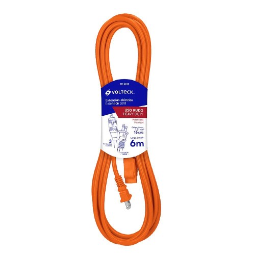 40189 ER-6X16S EXTENSION ELECTRICA USO RUDO 6M 2X16 AWG PARA 1 CLAVIJA VOLTECK