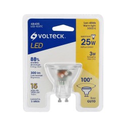 48405 LED-103TC LAMPARA TRANS. DE LED 3 W MR16 BASE GU10 LUZ CALIDA BLISTER VOLTECK