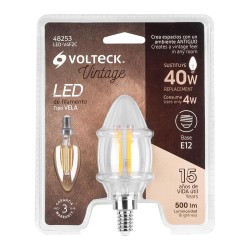 48253 LED-V4F2C LAMPARA LED TIPO VELA 4 W CON FILAMENTO BASE E12 LUZ CALIDA VOLTECK