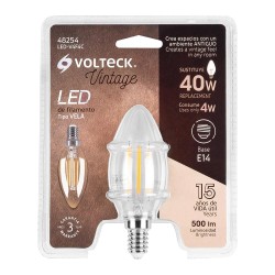 48254 LED-V4F4C LAMPARA LED TIPO VELA 4 W CON FILAMENTO BASE E14 LUZ CALIDA VOLTECK