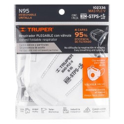 102336 MAS-PLE-V RESPIRADOR PLEGABLE N95 CON VALVULA PARA PARTICULAS TRUPER