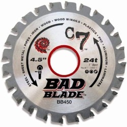 BB450 C7 KWIKTOOL USA 4-1/2-INCH 24 TOOTH WITH 1-INCH ARBOR AND 7/8-INCH, 5/8-INCH BAD BLADE