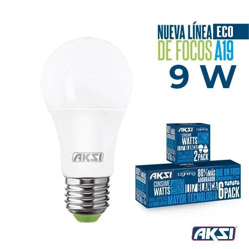 129021 FOCO LED 2PACK 9W ECO LUZ BLANCA, CAJA COLOR AKSI