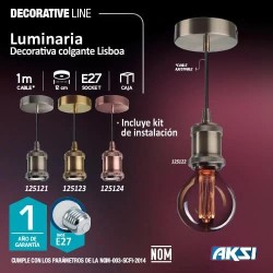 125102 LUMINARIO COLGANTE BASIC - BLANCO MATE (1 MT) AKSI